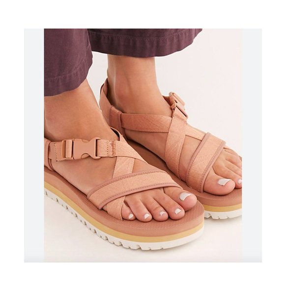 Teva Shoes - Teva x Free People Indio Whip Platform Sandals, Rose Gold / Blush Pink, Size 6